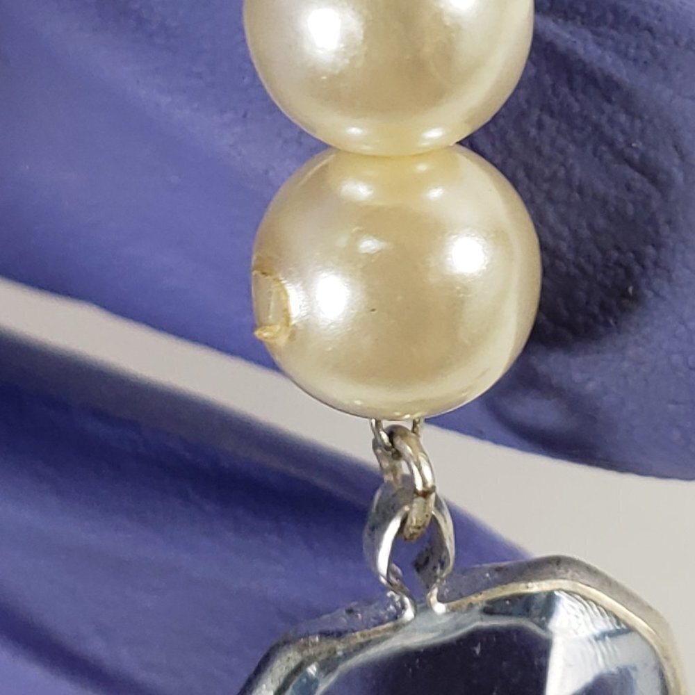 Off-White Beads Rectangular Shape Clear Stone Pos… - image 5